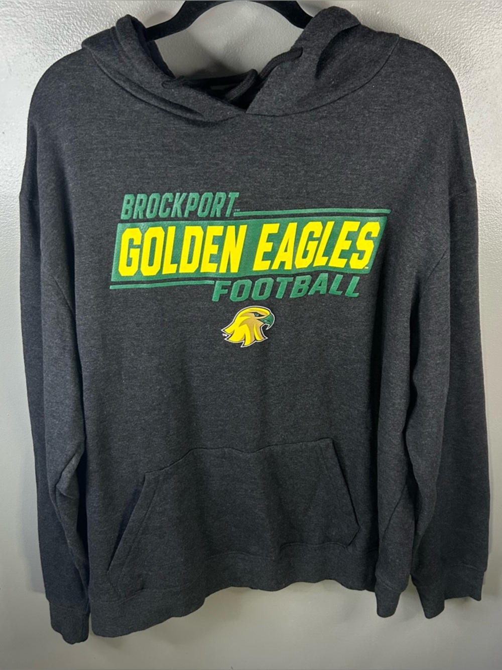 Brockport University Golden Eagles Football Grey Hoodie Sweatshirt Size XL